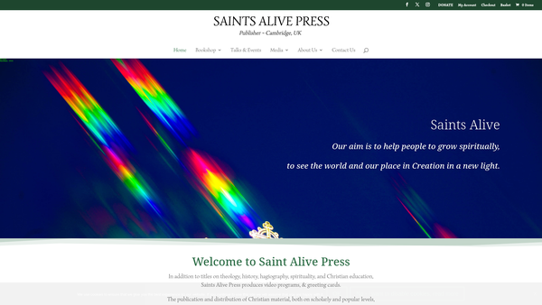 Screenshot of the Saints Alive website