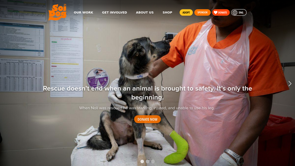 Screenshot of the Soi Dog UK CIO website