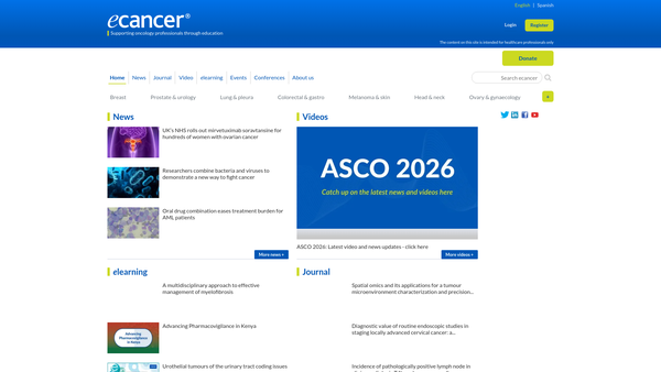 Screenshot of the The Ecancer Global Foundation website