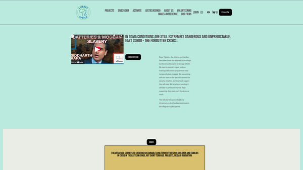Screenshot of the I Heart Africa website