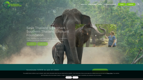 Screenshot of the Southern Thailand Elephant Foundation website