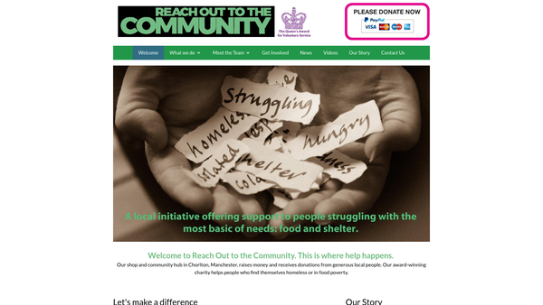 Screenshot of the Reach Out To The Community (Roc) website
