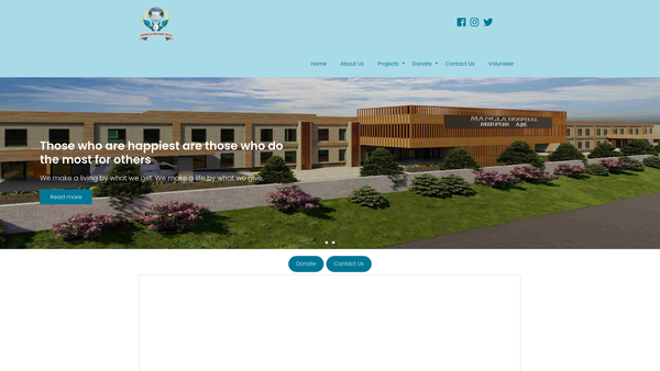 Screenshot of the Mangla Welfare Trust website