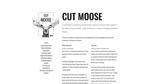 Screenshot of the Cut Moose website
