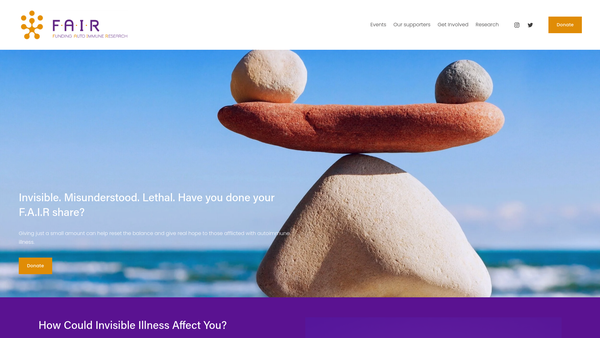 Screenshot of the Fair (Funding Auto Immune Research) website