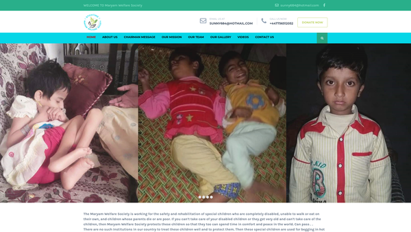 Screenshot of the Maryam Welfare Society website