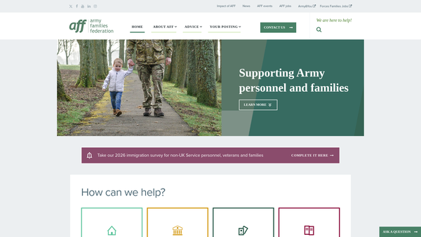 Screenshot of the Army Families Federation website
