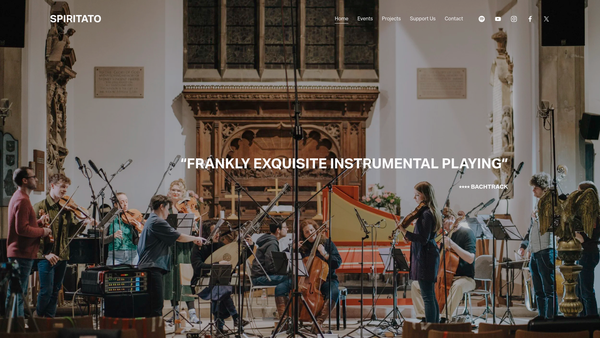Screenshot of the Spiritato website