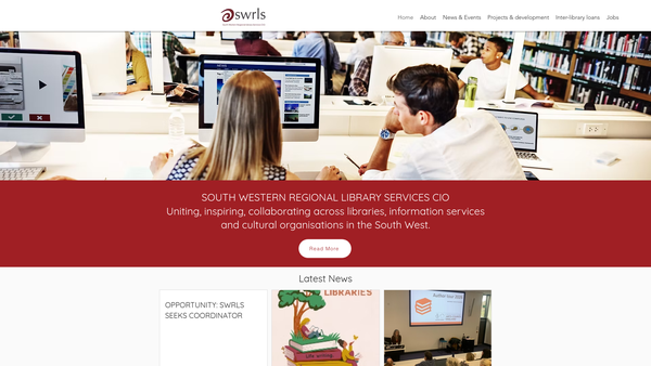 Screenshot of the South Western Regional Library Services CIO website