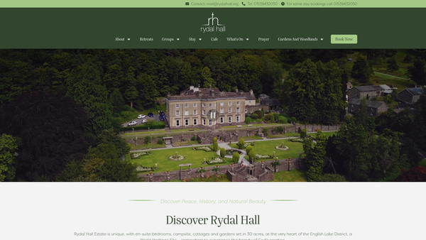 Screenshot of the Rydal Hall Limited website