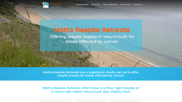 Screenshot of the Matt's Respite Retreats website