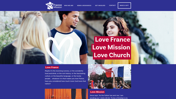 Screenshot of the France Mission website