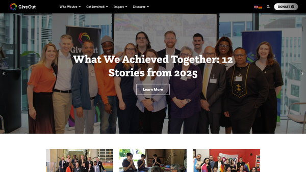 Screenshot of the Give Out website