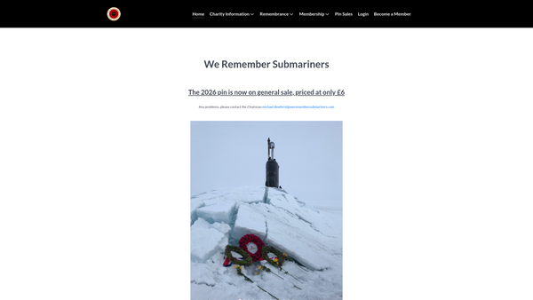 Screenshot of the We Remember Submariners website