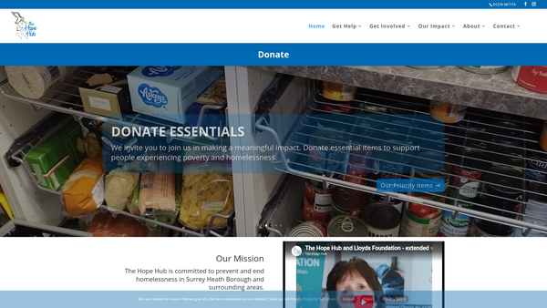 Screenshot of the The Hope Hub website