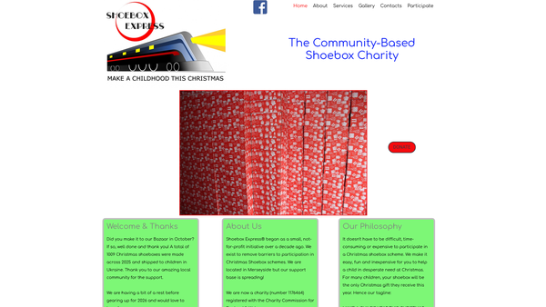 Screenshot of the Shoebox Express (Formby) website