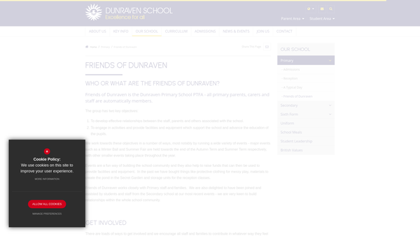 Screenshot of the Friends Of Dunraven website
