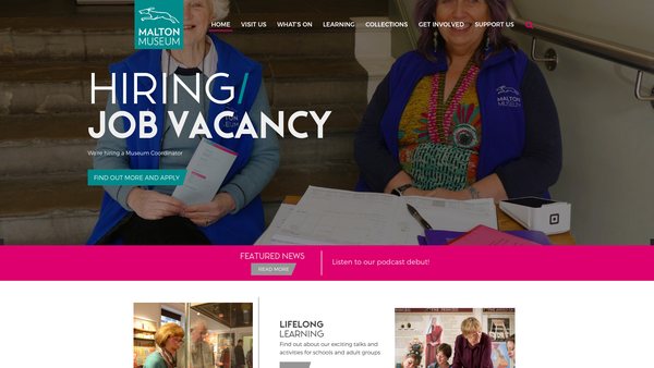 Screenshot of the Malton Museum CIO website