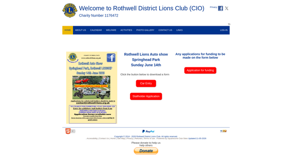 Screenshot of the Rothwell District Lions Club (CIO) website