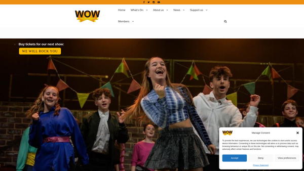 Screenshot of the Wow Youth Musical Theatre website