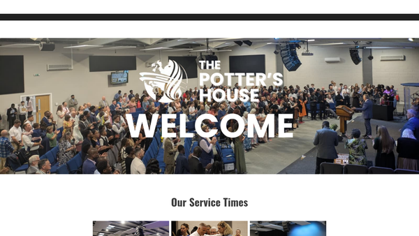Screenshot of the The Potters House Christian Fellowship UK Norwich Church website