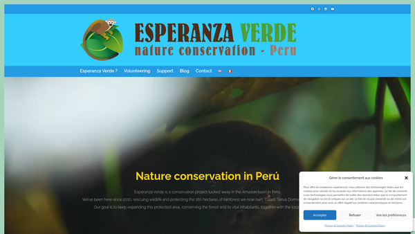 Screenshot of the Evi: Esperanza Verde International website