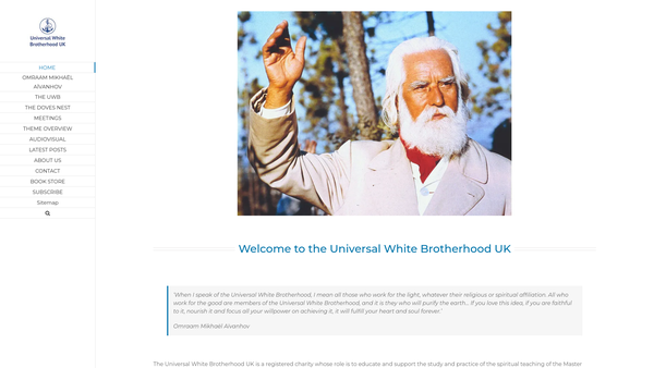Screenshot of the The Universal White Brotherhood UK website