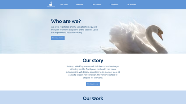 Screenshot of the White Swan website
