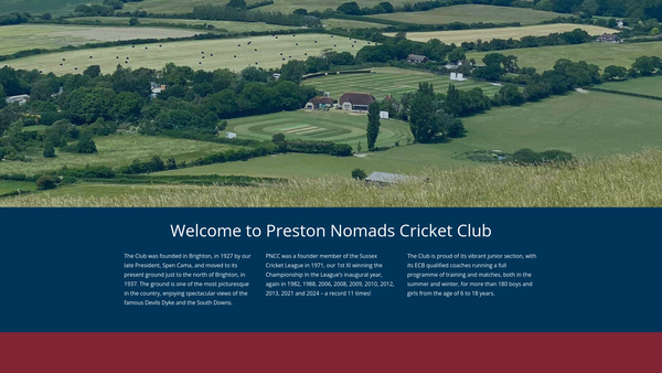 Screenshot of the Preston Nomads Cricket Club website