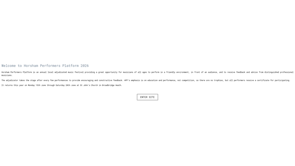 Screenshot of the Horsham Performers Platform website