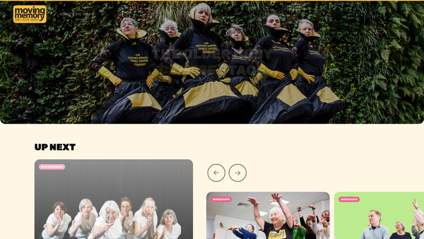 Screenshot of the Moving Memory Dance Theatre Company Ltd website
