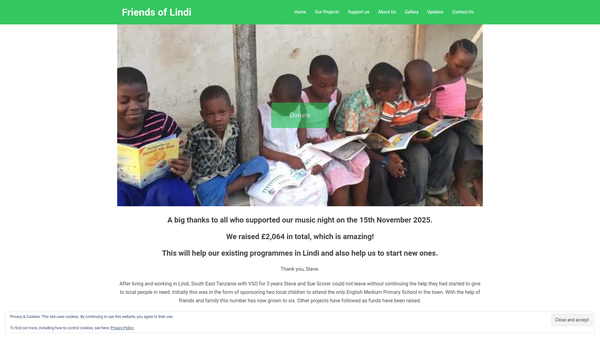 Screenshot of the Friends Of Lindi (Tanzania) website