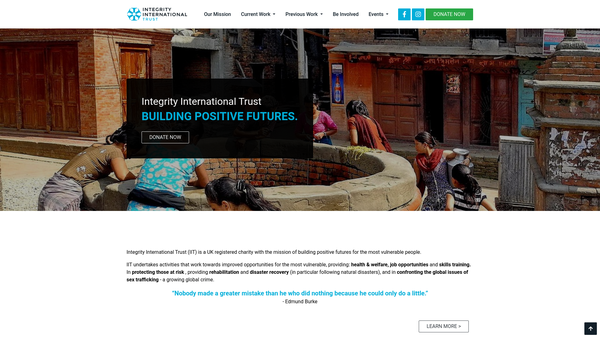 Screenshot of the Integrity International Trust website