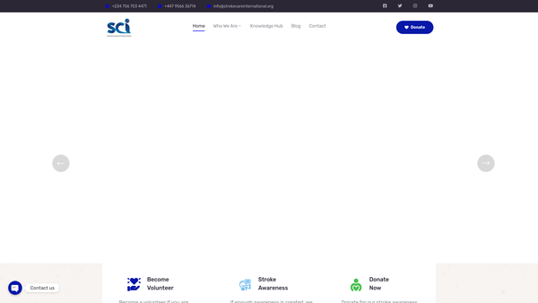 Screenshot of the Stroke Care International website