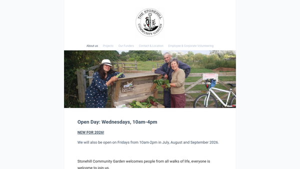 Screenshot of the Stonehill Community Gardens website