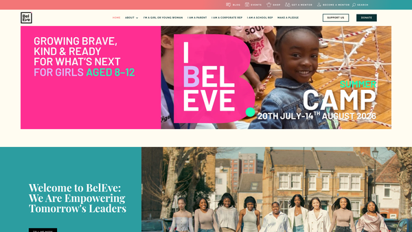 Screenshot of the Beleve UK website