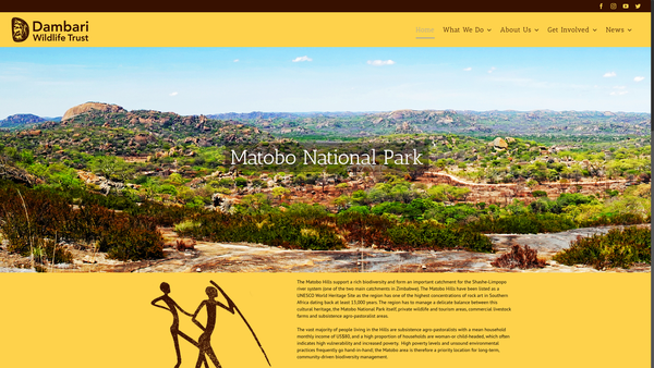 Screenshot of the Dambari Wildlife Trust (UK) website