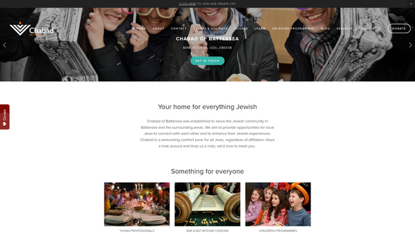 Screenshot of the Chabad On The South Bank website