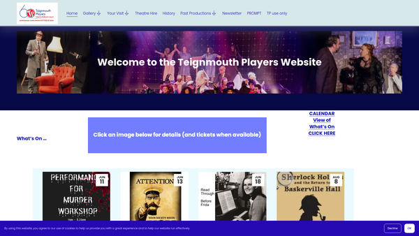Screenshot of the The Teignmouth Players Amateur Dramatic Society website