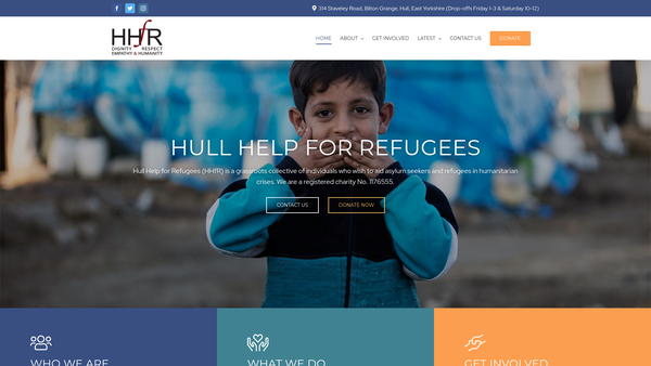 Screenshot of the Hull Help For Refugees website