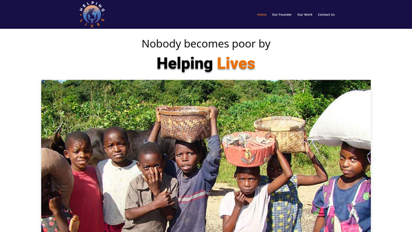 Screenshot of the Helping Lives website