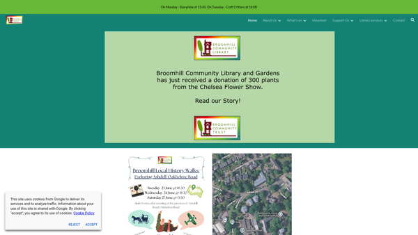 Screenshot of the Broomhill Community Trust website