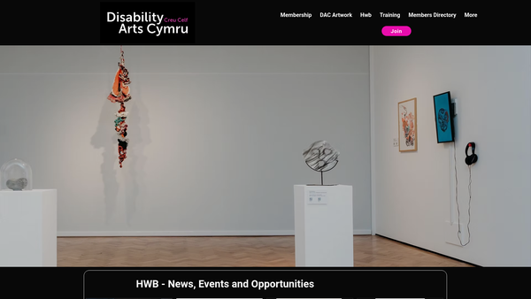 Screenshot of the Disability Arts Cymru website