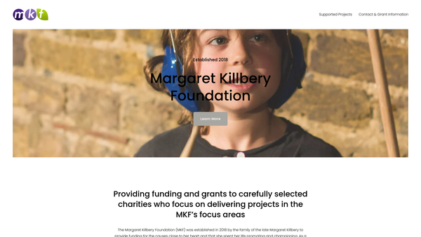 Screenshot of the Margaret Killbery Foundation website