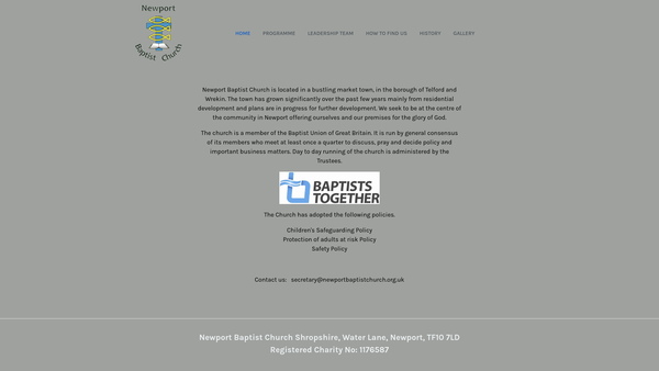 Screenshot of the Newport Baptist Church Shropshire website