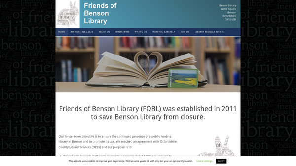 Screenshot of the Friends Of Benson Library website