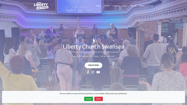 Screenshot of the Liberty Church Swansea website