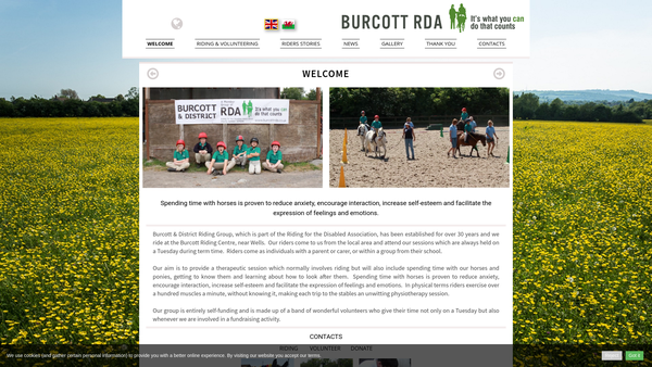 Screenshot of the Burcott And District Riding For The Disabled Association website