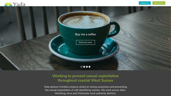 Screenshot of the Yada website