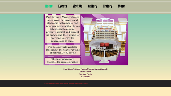 Screenshot of the Paul Kirner's Theatre Organ Collection website